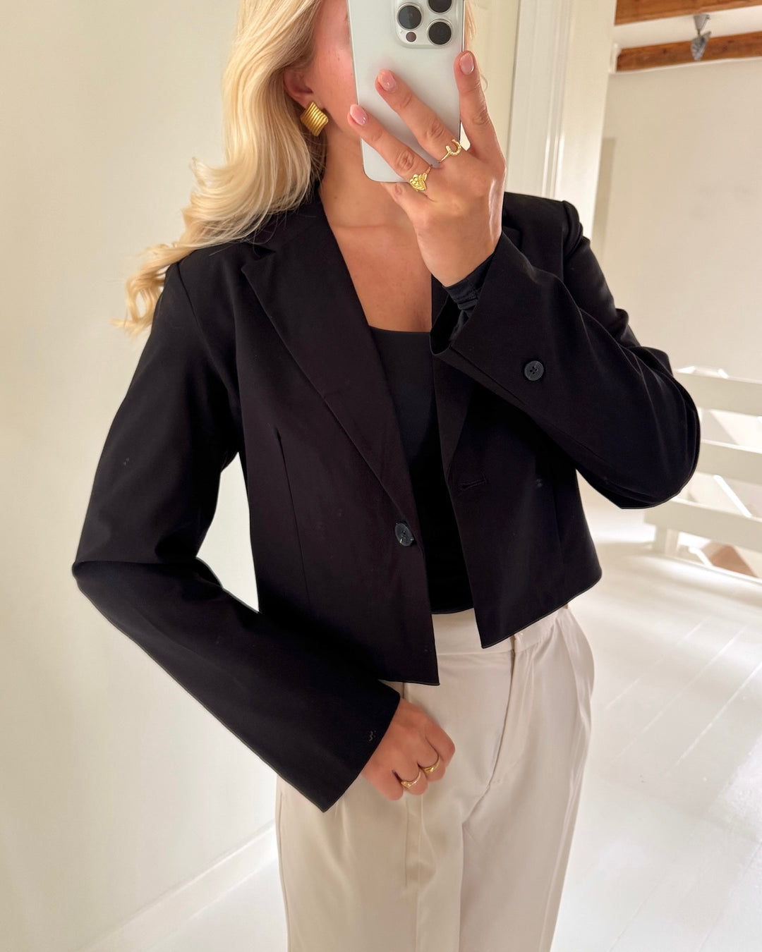 Pieces rosa short blazer black