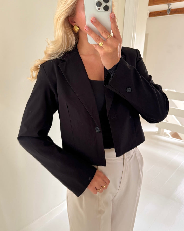 Pieces rosa short blazer black