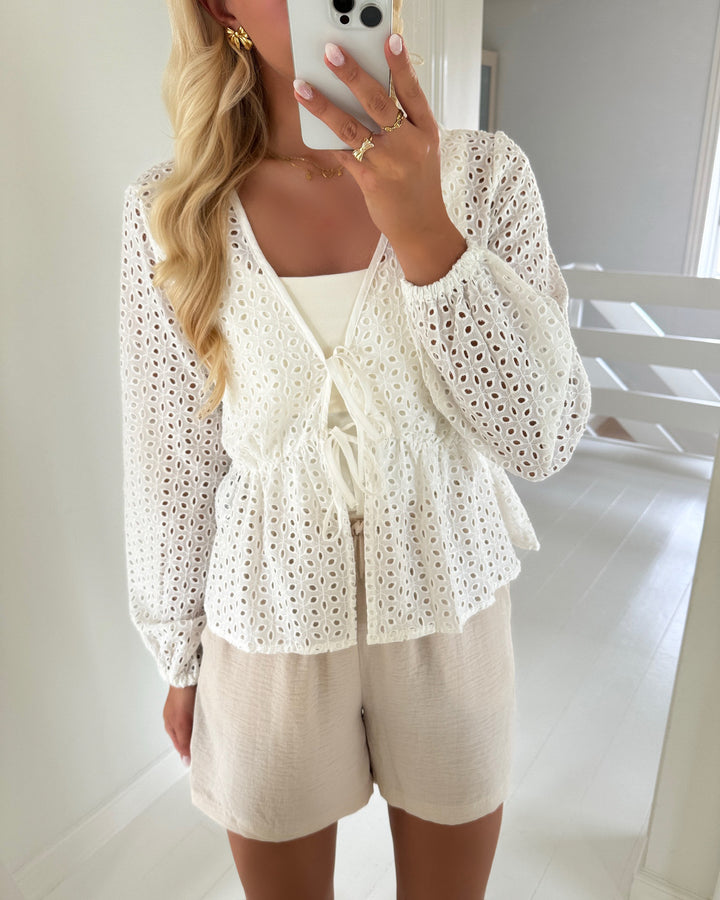 JDY bluse sunny 7/8 angalise tie cloud dancer