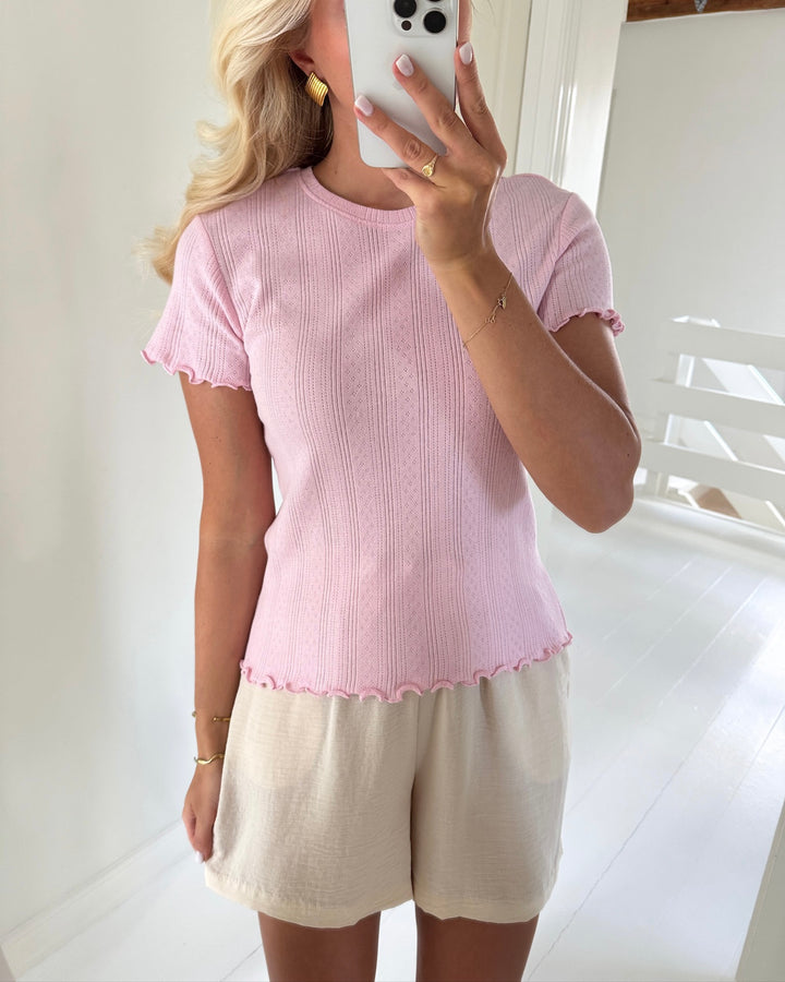 Pieces t-shirt marie ss o-neck poin roseate spoonbill