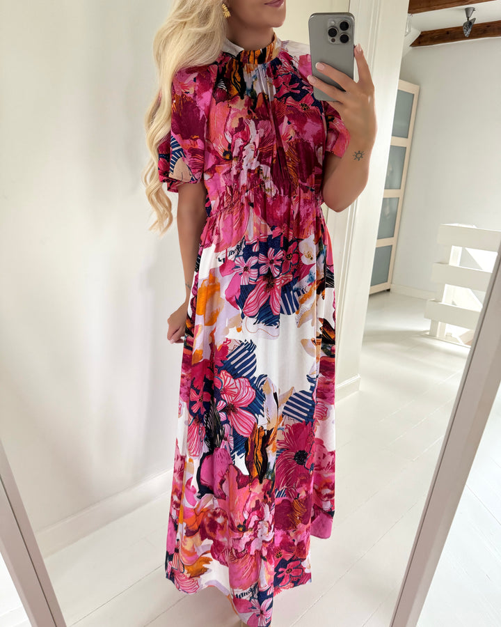 Y.A.S kjole delphi ss ankle s. sachet pink/delphi print