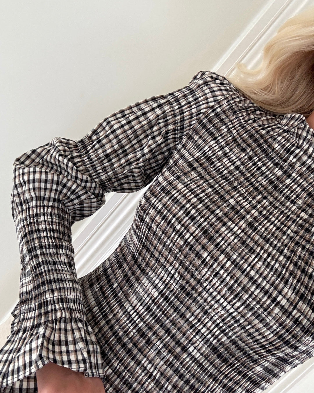 Y.A.S bluse chemma ls smock eggnog/checks