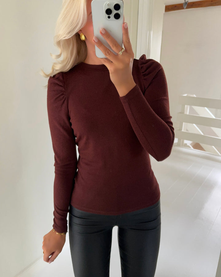 JDY bluse tonsy ls puff sleeve rum raisin