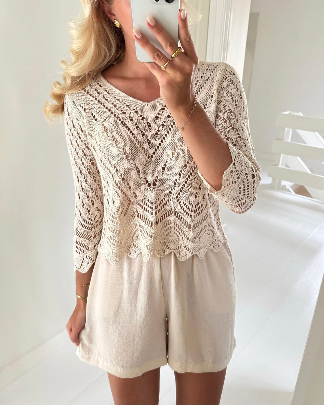 JDY trøje new sun 3/4 cropped tapioca