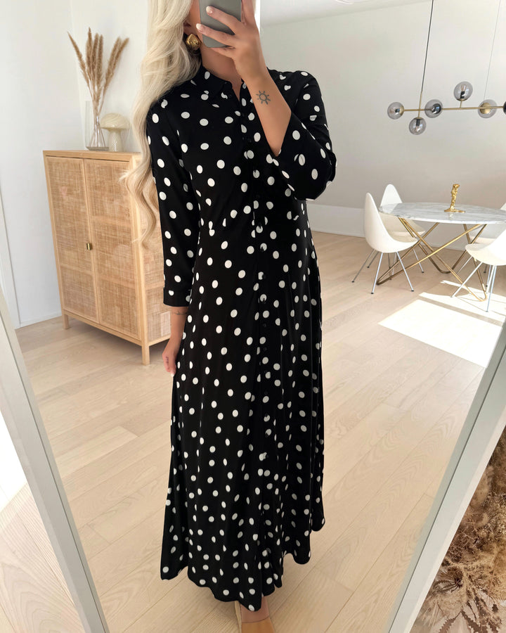 Y.A.S kjole savanna long shirt dress black dot