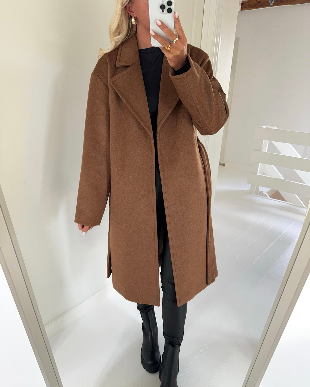 Vero Moda frakke amanda belt cognac