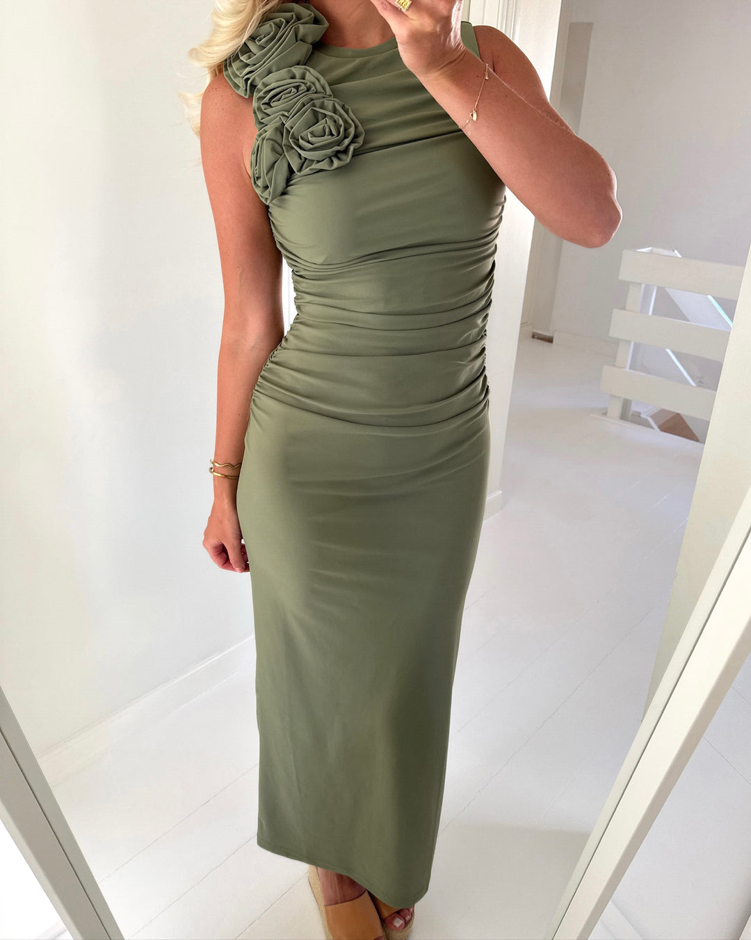 Y.A.S kjole dona sl long oil green