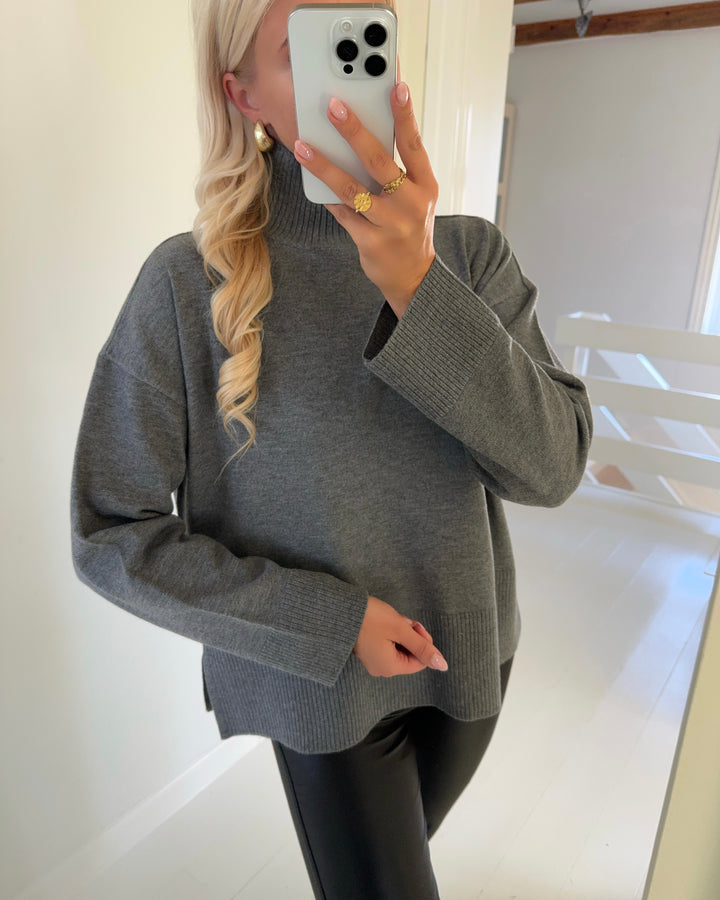 Only sweater coco life ls high neck cc knit medium grey/melange