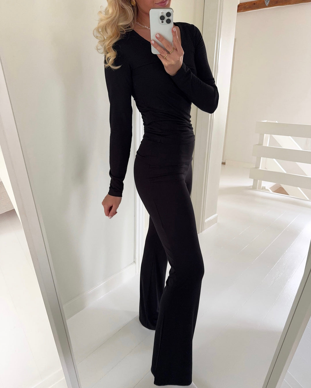 Pieces bukser maliva flared black