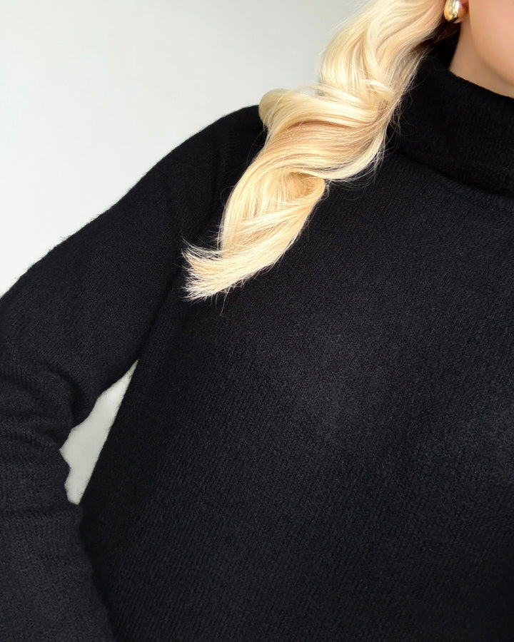 Pieces strikkjole juliana ls rollneck black