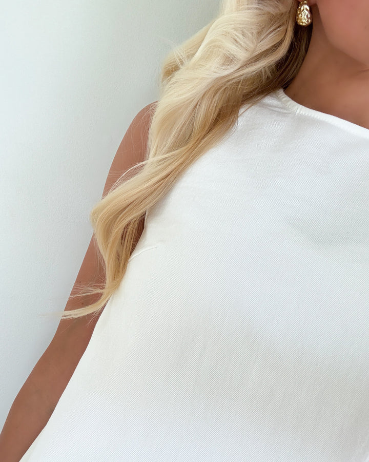 Pieces kjole monica sl o-neck denim d2d fsy white denim