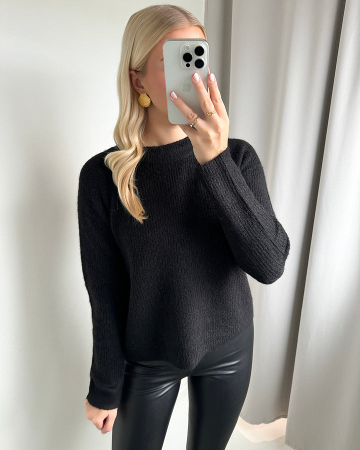 Pieces striktrøje ellen ls o-neck black