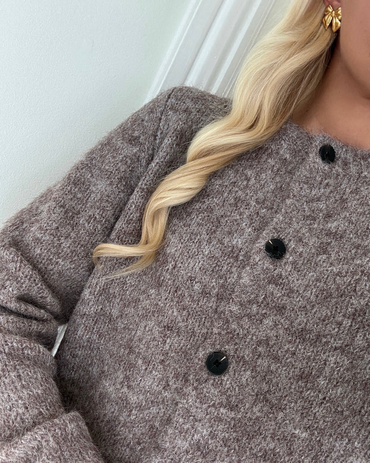 Vero Moda cardigan novah ls o-neck button ga noos brown lentil/melange
