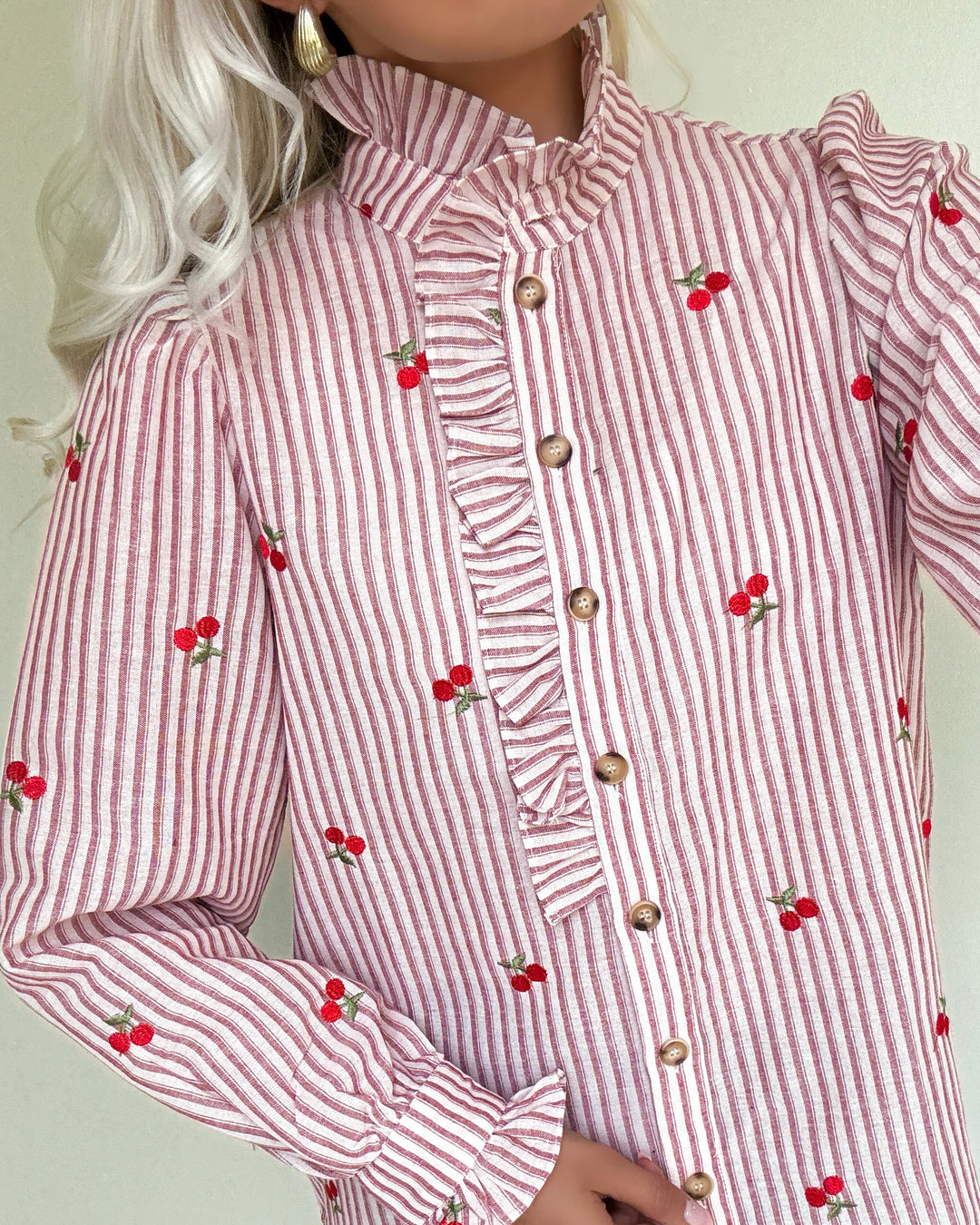 Stories from the Atelier skjorte winter garden off white/red