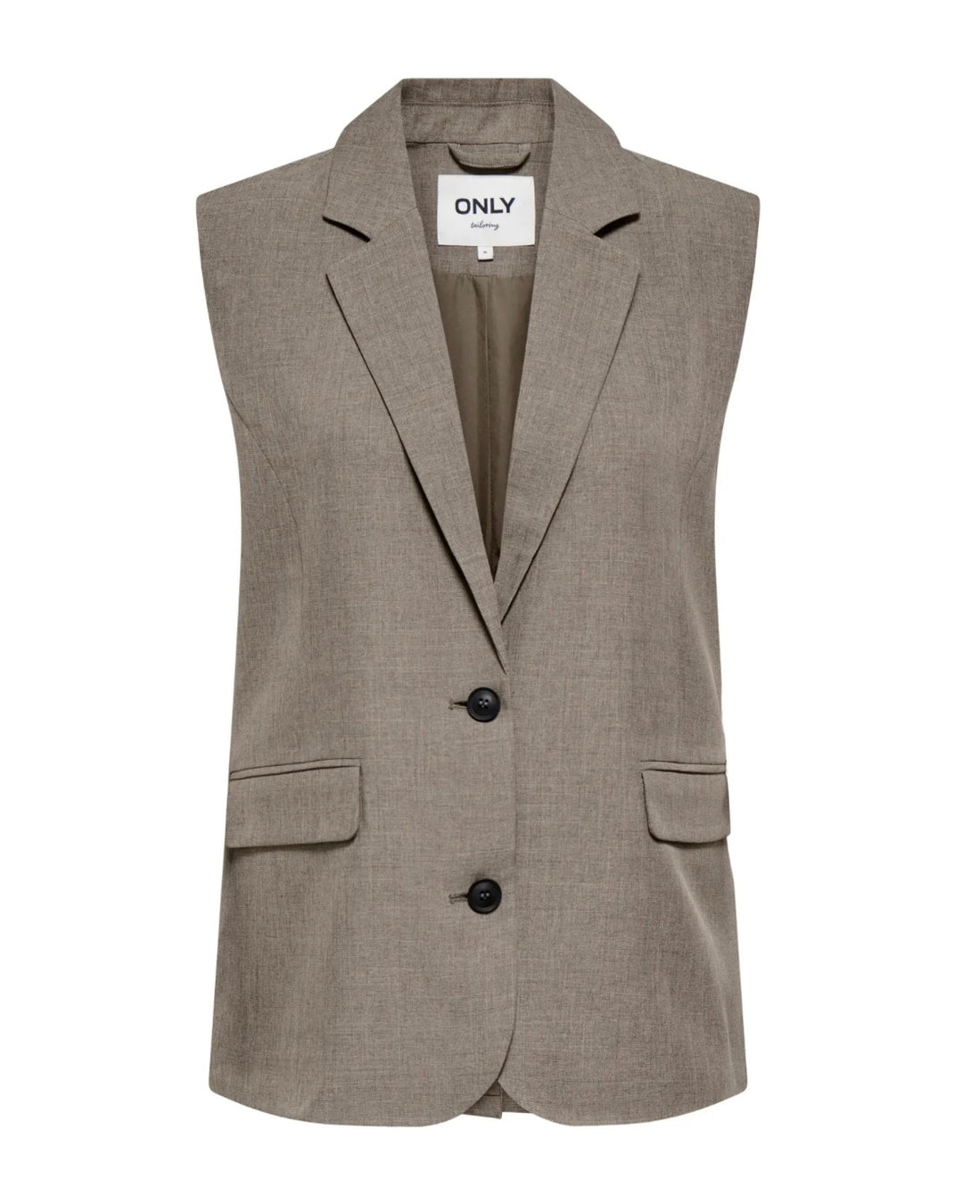 Only vest linda sl mel oversize waistcoat major brown melange