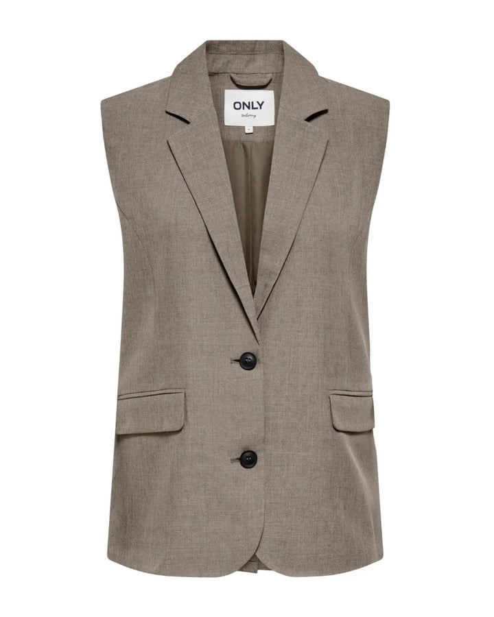 Only vest linda sl mel oversize waistcoat major brown melange