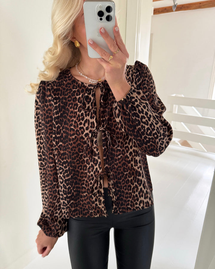 Pieces bluse tiffany ls tie black leo