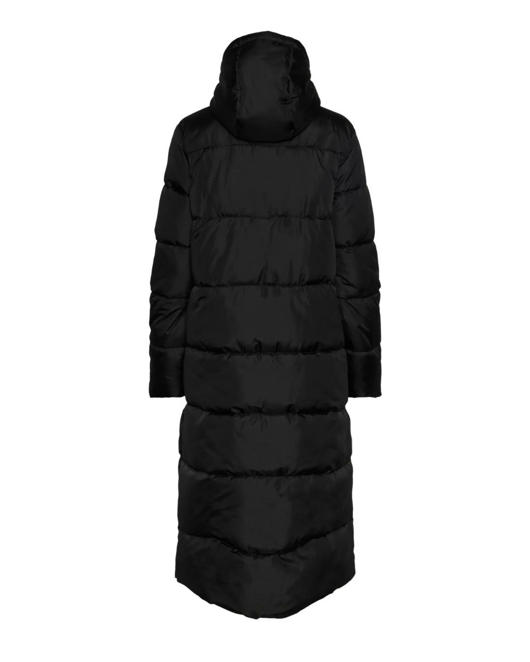 Pieces jakke maddie long puffer black