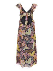 Pixi sl open back midi dress black/pink power