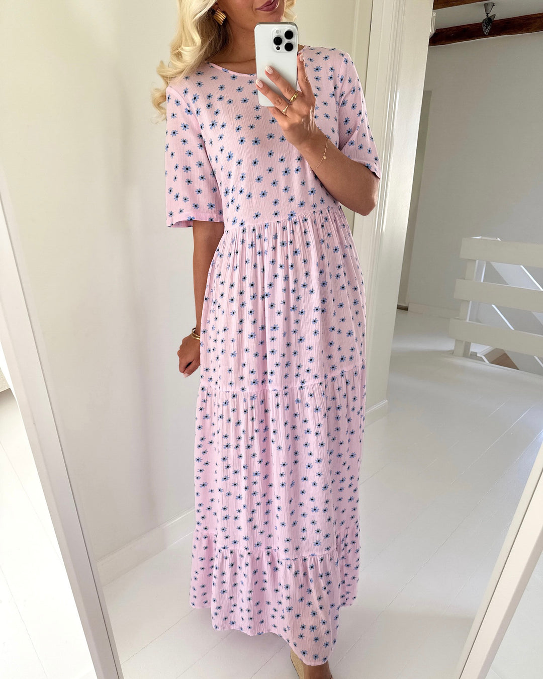Pieces kjole evie ss ankle roseate spoonbill/flower