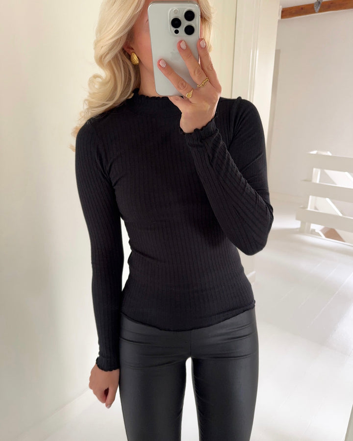 JDY bluse fransiska l/s highneck black