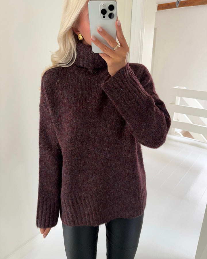 Vero Moda strik ingrid ls roll neck winetasting/melange