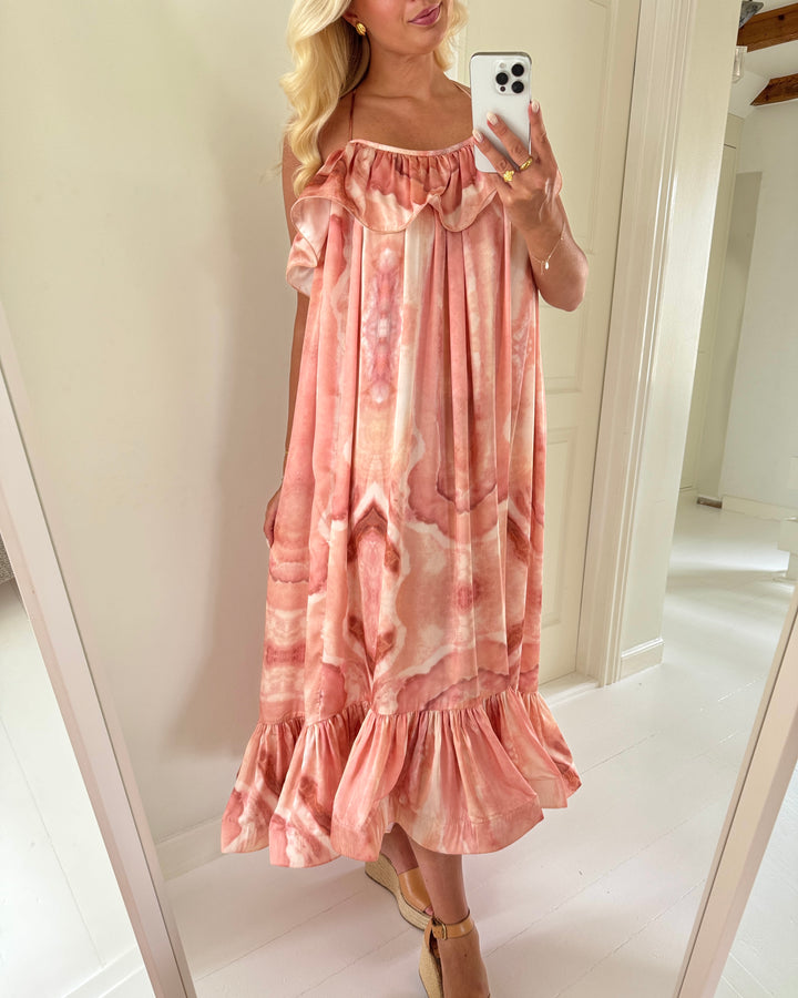 Vero Moda kjole sylvia sl flounce 7/8 chintz rose