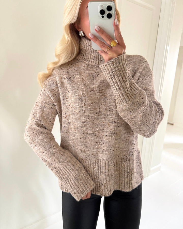 JDY striktrøje sabine ls oatmeal neps