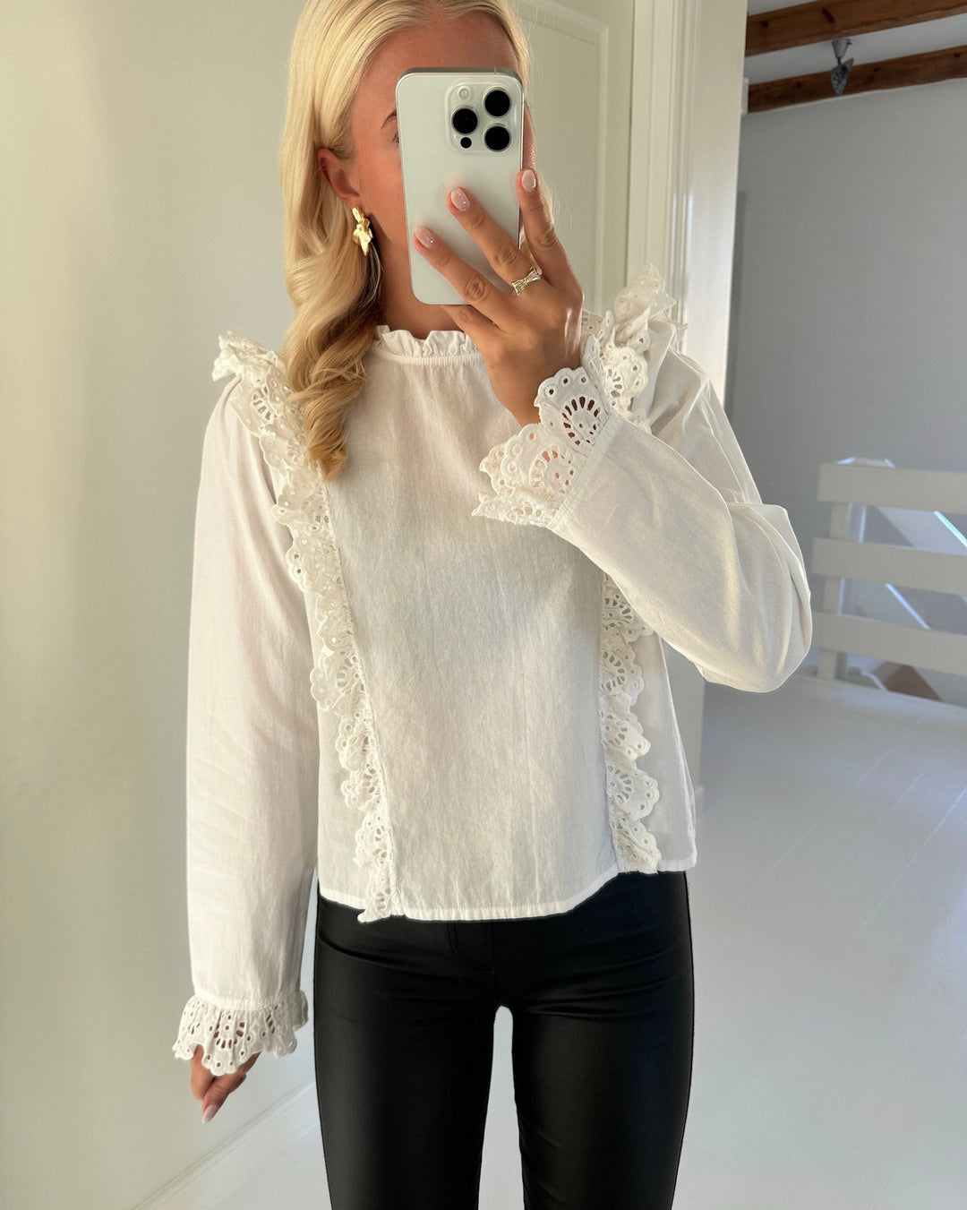 Pieces top jada ls wvn cloud dancer