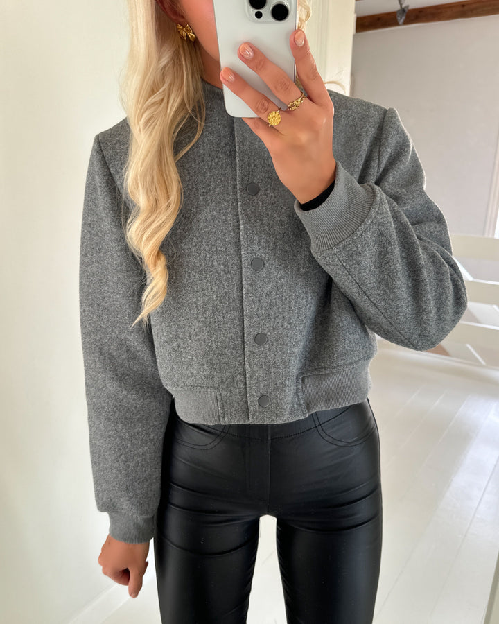Vero Moda jakke chloe ls short bomber medium grey melange
