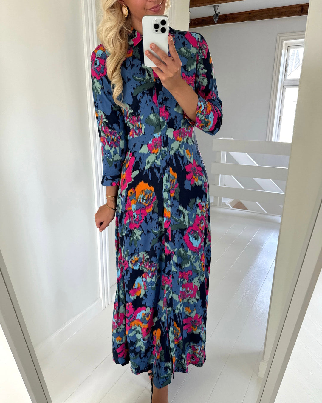 Y.A.S skjortekjole savanna long shirt garden topiary/blury print