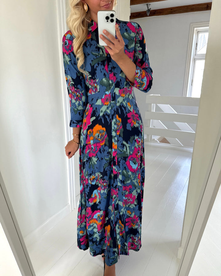 Y.A.S skjortekjole savanna long shirt garden topiary/blury print