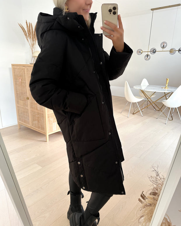 Louise zigzag long coat black