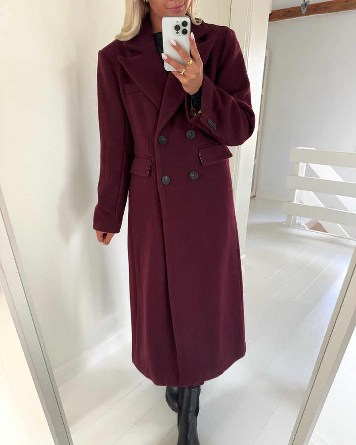 Y.A.S frakke royla ls wool blend long port royale