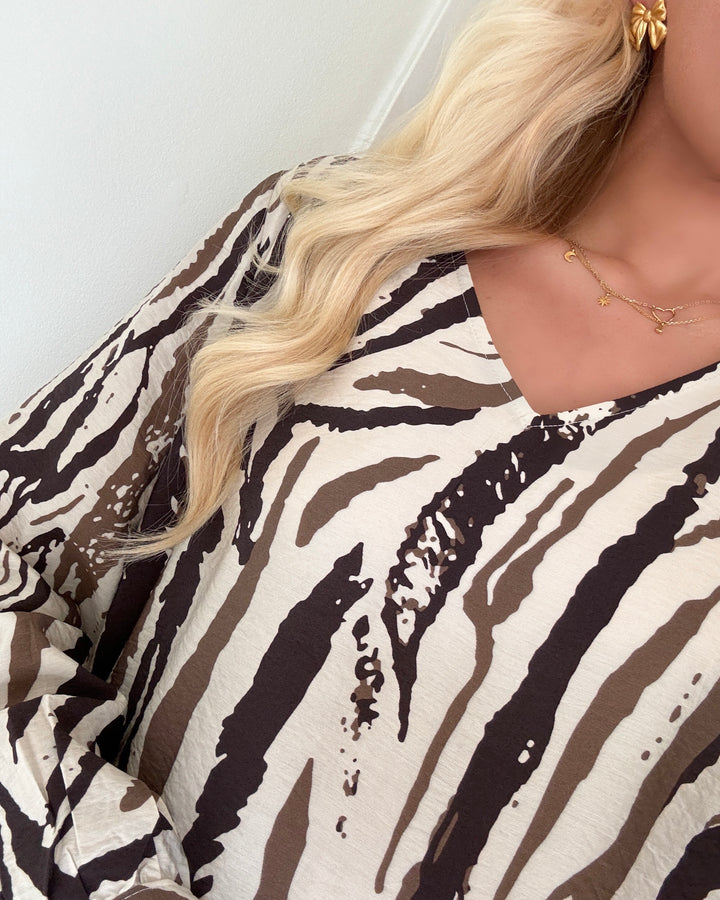 JDY bluse troya life ls long birch w. multi zebra