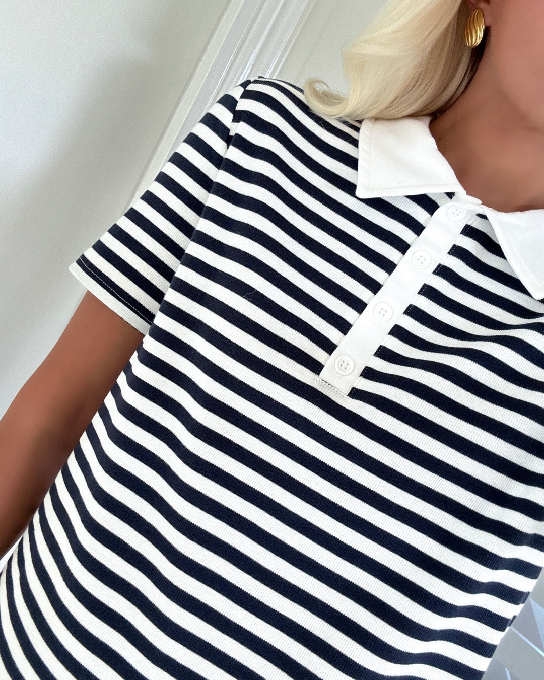 Pieces polo donna ss rib maritime blue/cloud dancer