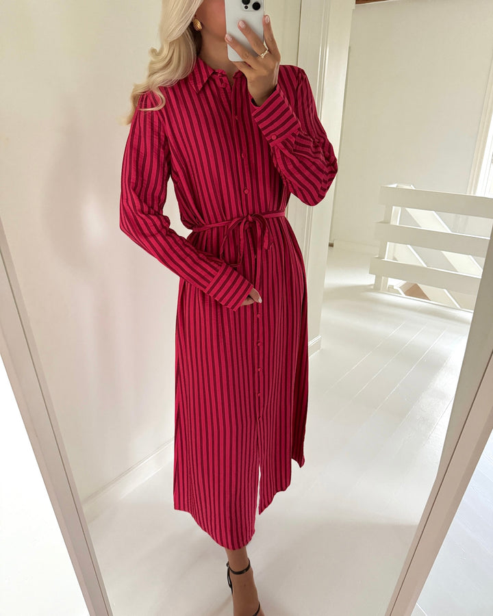 Y.A.S skjortekjole kaya ls long shirt rethink pink/tibetan red