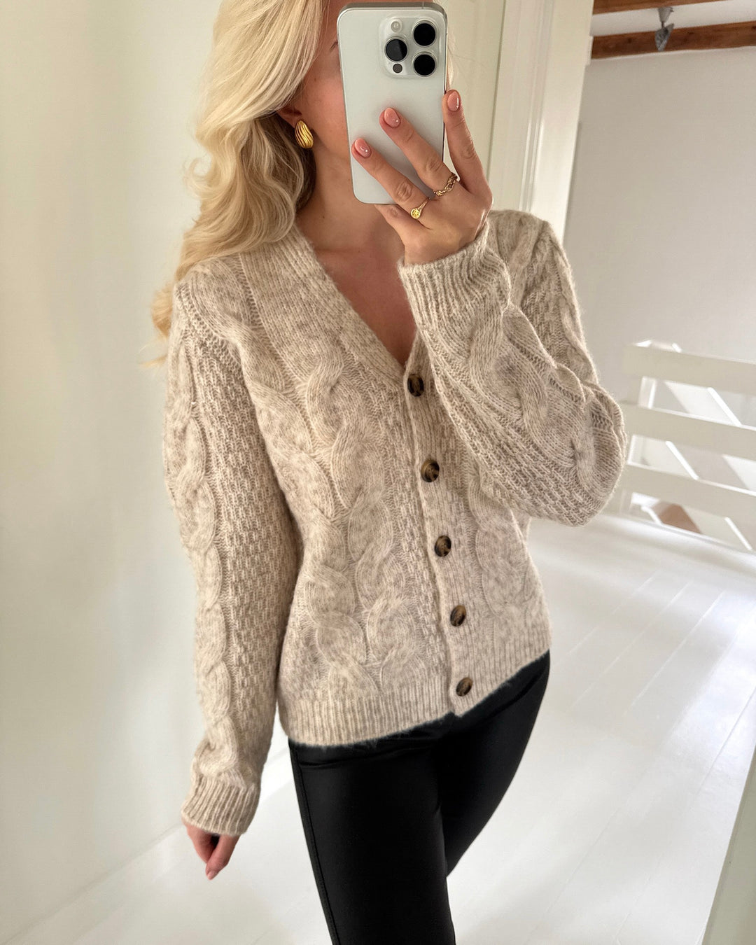 Pieces cardigan nina ls v-neck birch - FORUDBESTILLING LEV. UGE 11