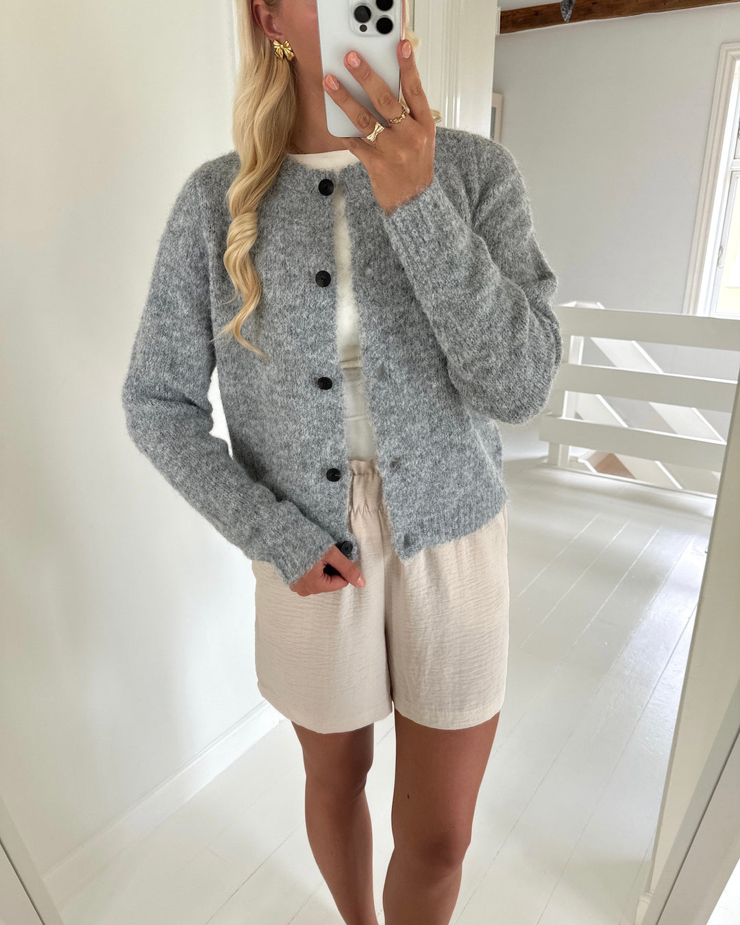 Vero Moda cardigan novah ls o-neck button ga noos medium grey melange
