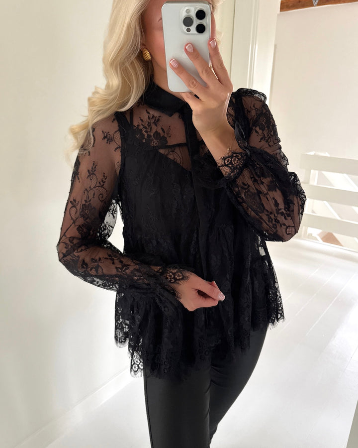 Y.A.S skjorte pala ls lace black