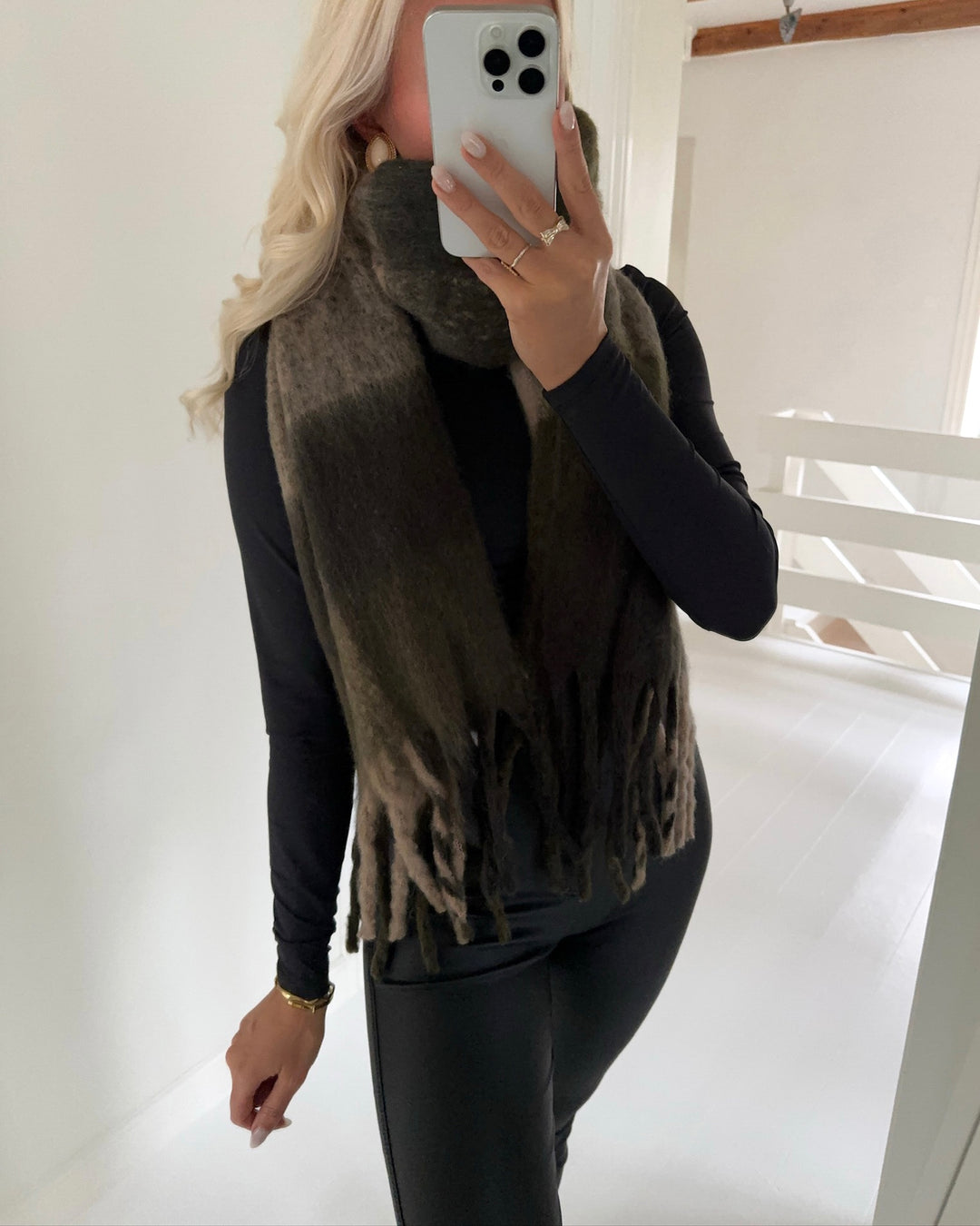 Vero Moda halstørklæde ivy league ivy green/peat/silver mink/birch