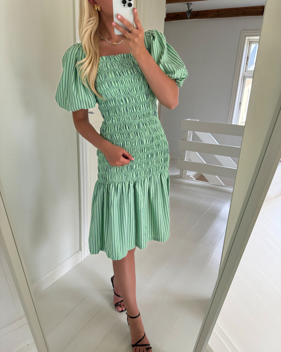A-View kjole rikka stripe midi green