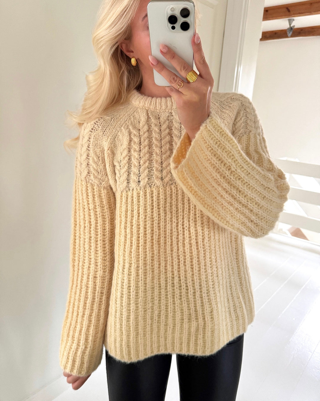 Vero Moda striktrøje erika ls o-neck long flan/pale banana