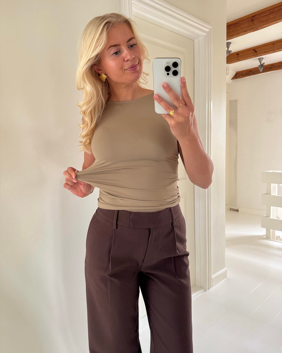 Pieces top lula reversible greige