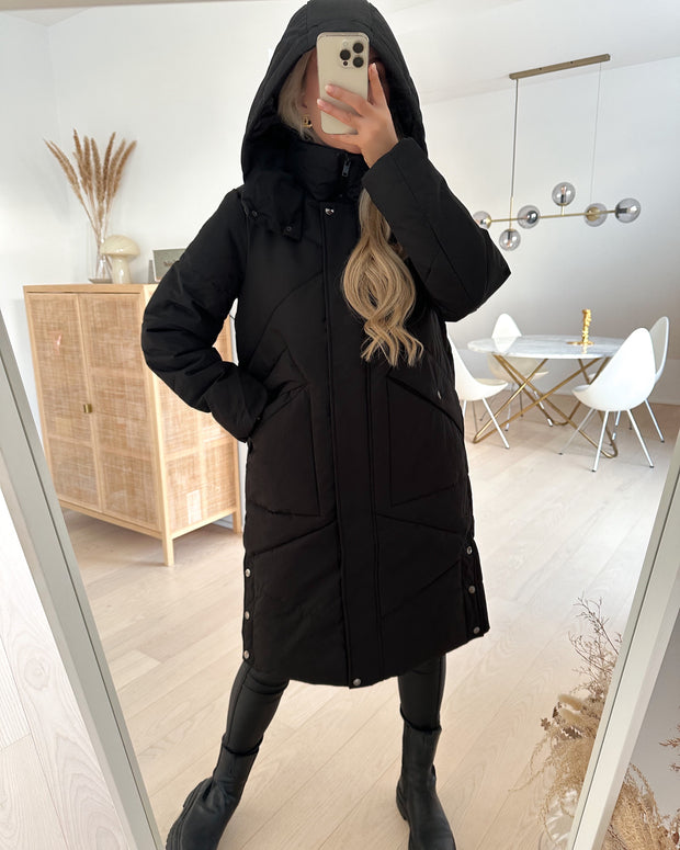 Louise zigzag long coat black