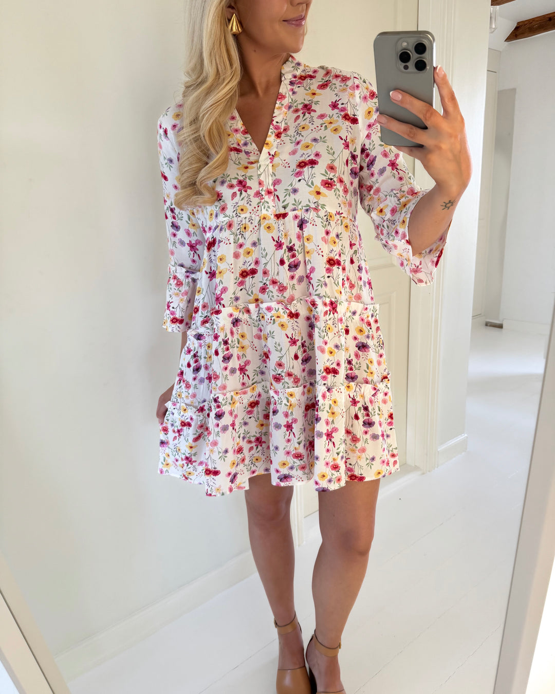 Vero Moda kjole easy joy 3/4 short cloud dancer lisa