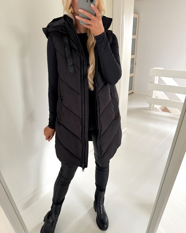JDY vest skylar padded hood black