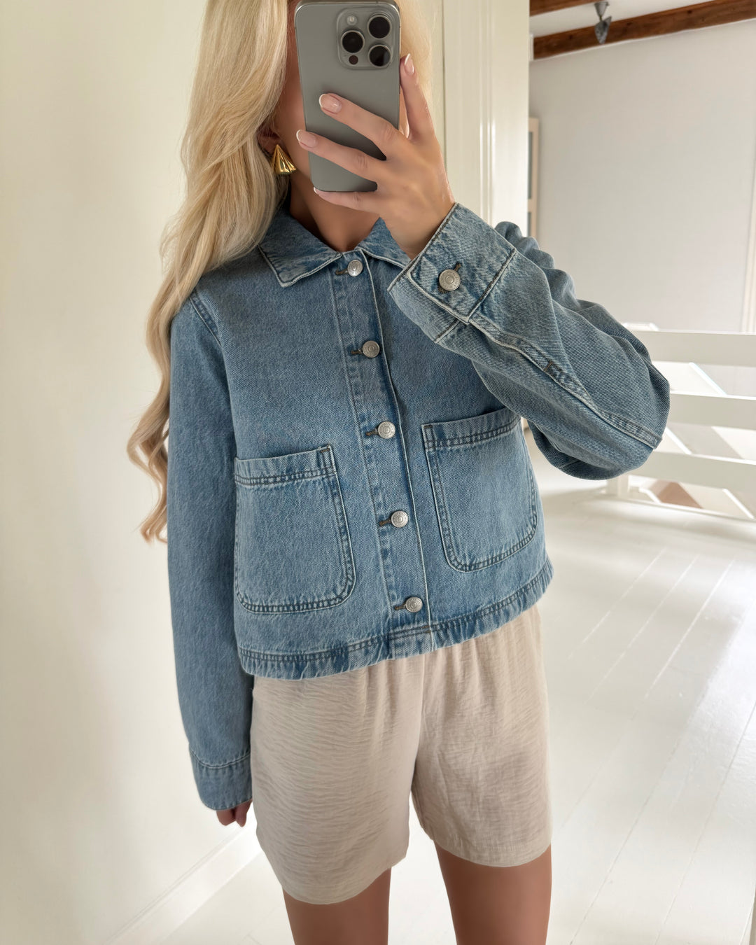 Pieces jakke sky denim light blue denim