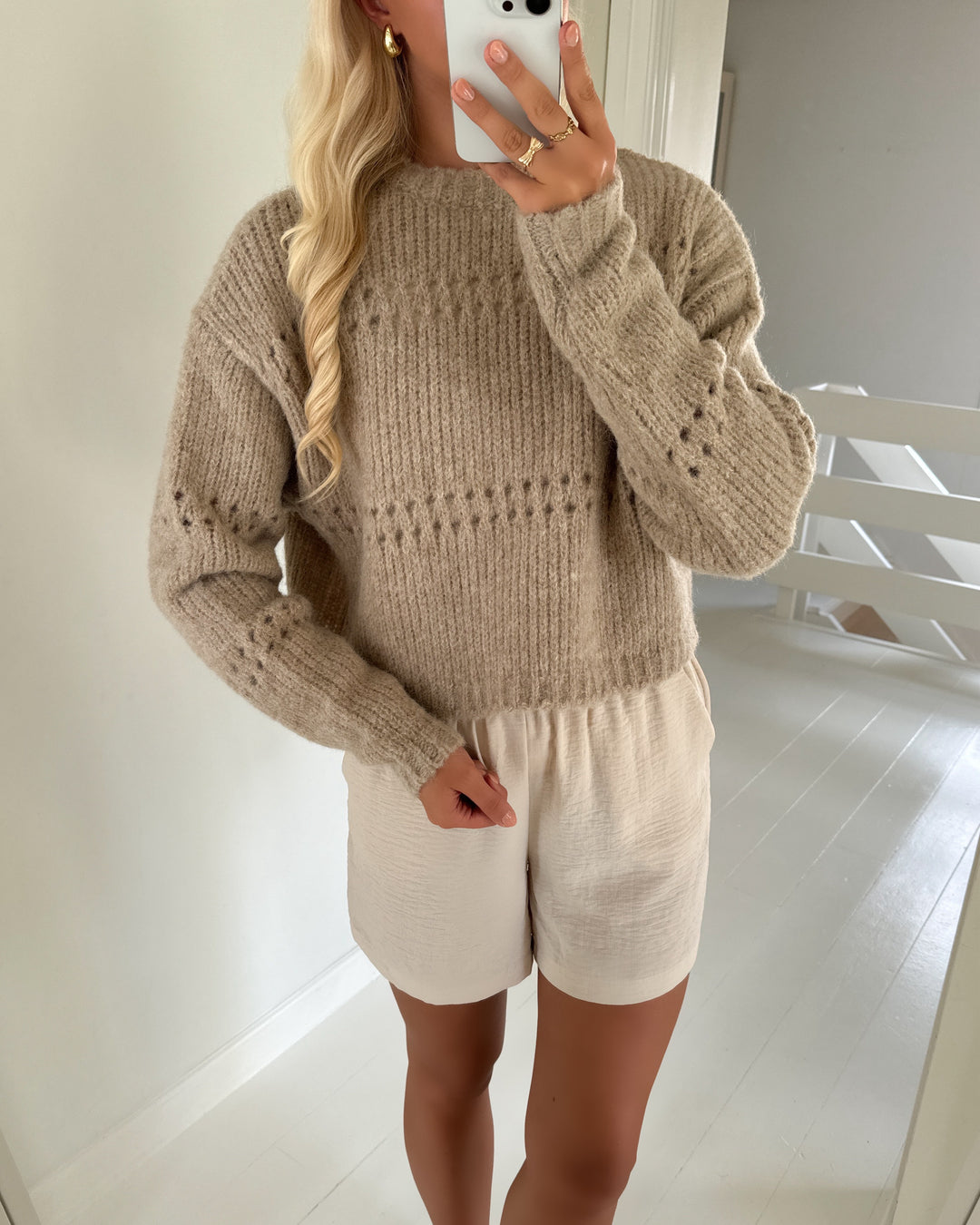 Vero Moda cardigan adelina ls short two way silver mink/w. melange