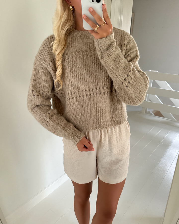 Vero Moda cardigan adelina ls short two way silver mink/w. melange